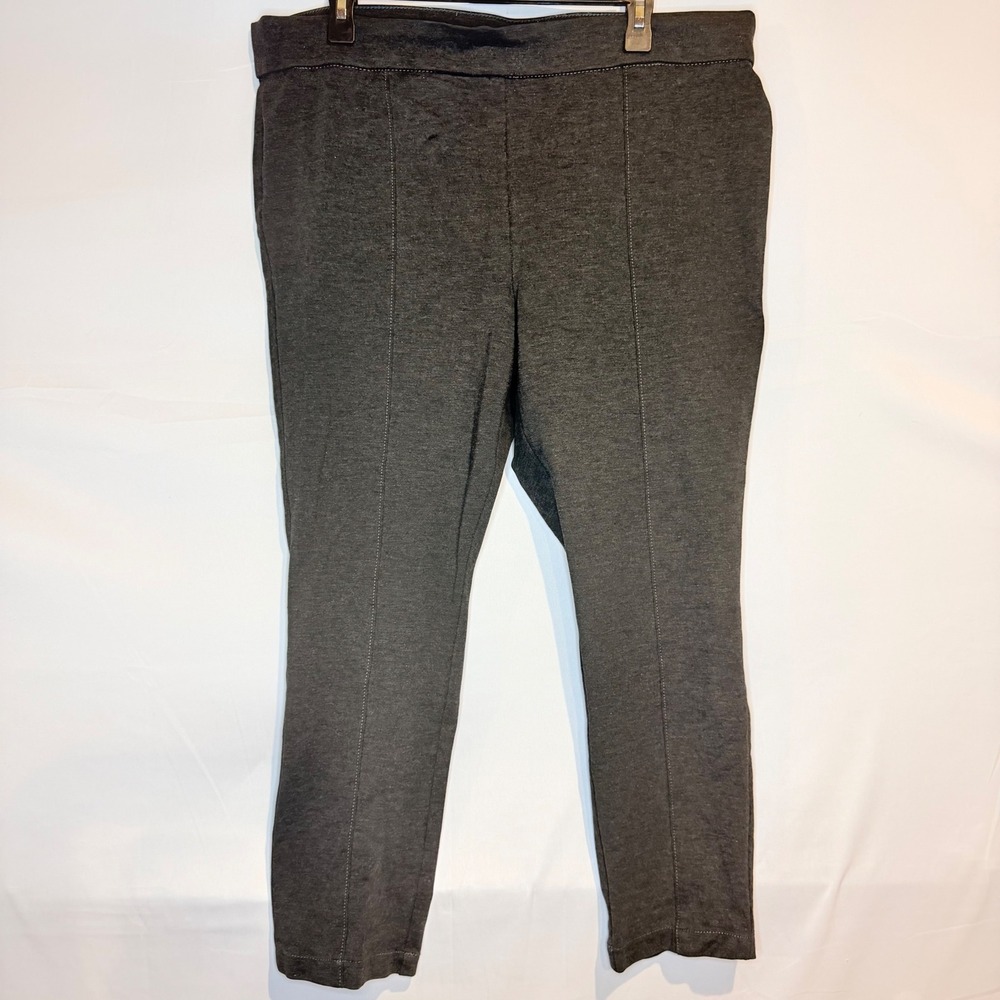 Anne Klein Womens XXL Charcoal Gray Pintuck Seam Pull On Leggings Crop Pants